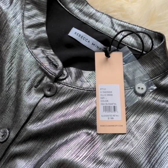 REBECCA MINKOFF ollie dress gunmetal metallic mini large - Picture 9 of 15